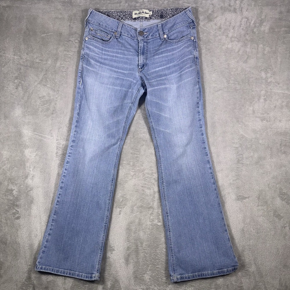 Ariat REAL Denim Womens Jeans Size 32S Blue Bootcut Mid Rise Medium Wash Stretch
